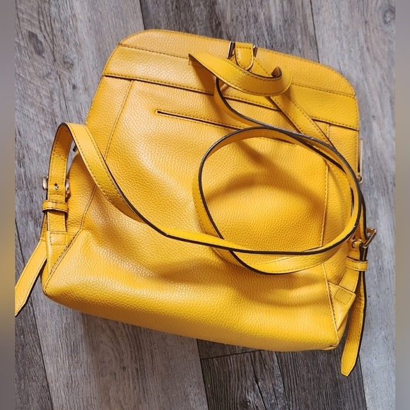 Michael Kors Rhea Medium Slim Leather Backpack-Mustard - Picture 8 of 8